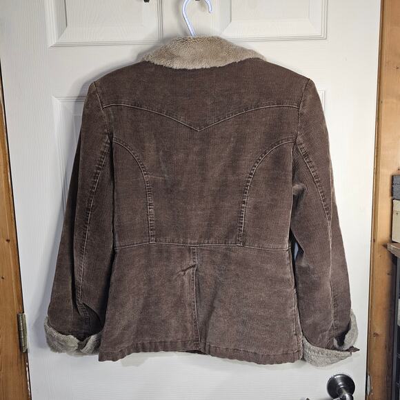 Vintage Northcrest Women's Dark Brown Corduroy Jacket with Tan Fur Collar Sz S - Picture 4 of 7